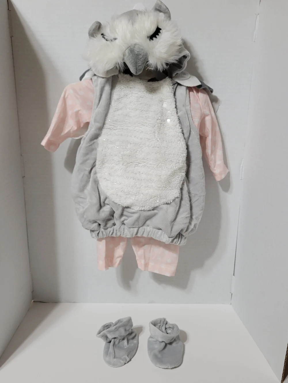 Baby Plush Owl Bird Costume Hooded Romper & Booties 0-6M